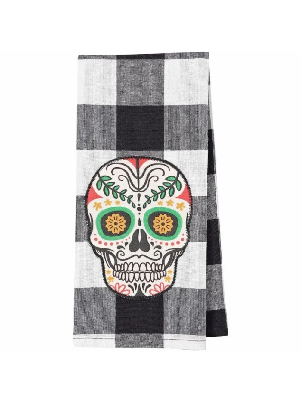 Pantry Appliqué Halloween Dish Towel Set of 4 100% Cotton 18x18 Sugar Scull